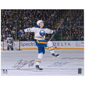 Rasmus Dahlin Buffalo Sabres Autographed 16" x 20" White Jersey Celebration Photograph