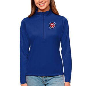 Women's Antigua Royal Chicago Cubs Tribute Quarter-Zip Pullover Top