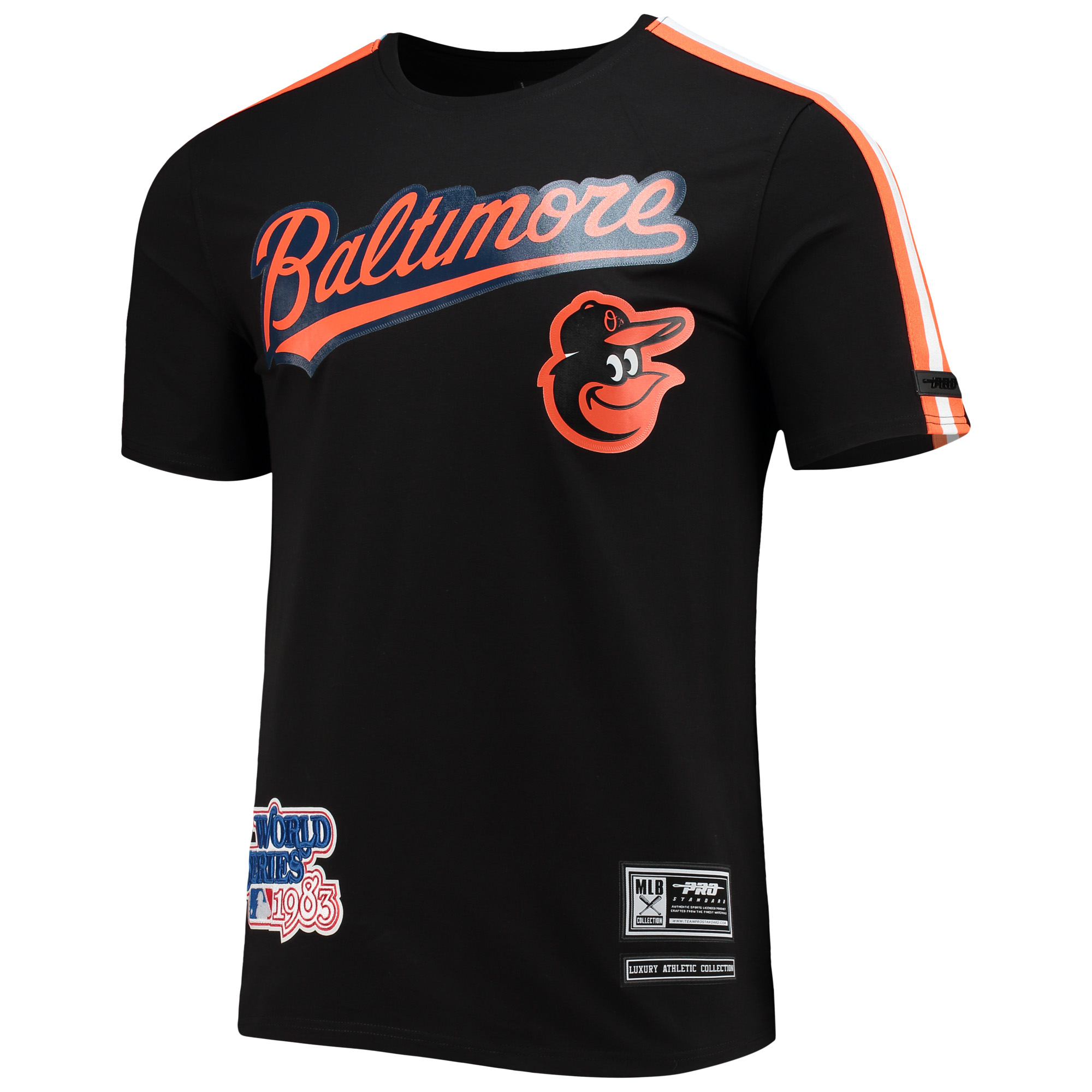 Men's Pro Standard Black/ Baltimore Orioles Taping T-Shirt - Image 3