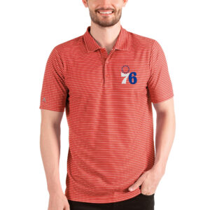 Men's Antigua Red/White Philadelphia 76ers Esteem Polo