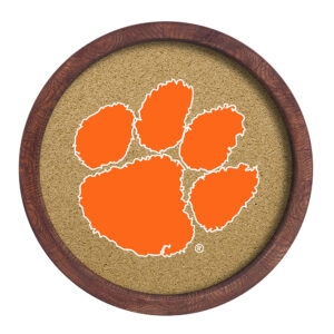 Clemson Tigers 20.25'' Round Faux Barrel Framed Cork Board