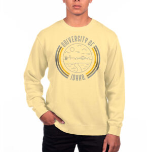 Men's Uscape Apparel Yellow Idaho Vandals Pigment Dyed Fleece Crew Neck Sweatshirt