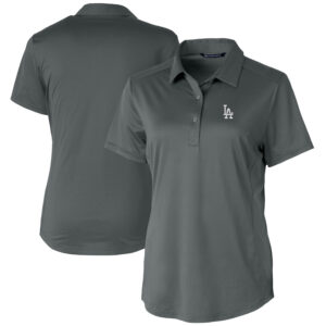 Women's Cutter & Buck Gray Los Angeles Dodgers Prospect Textured Stretch Polo