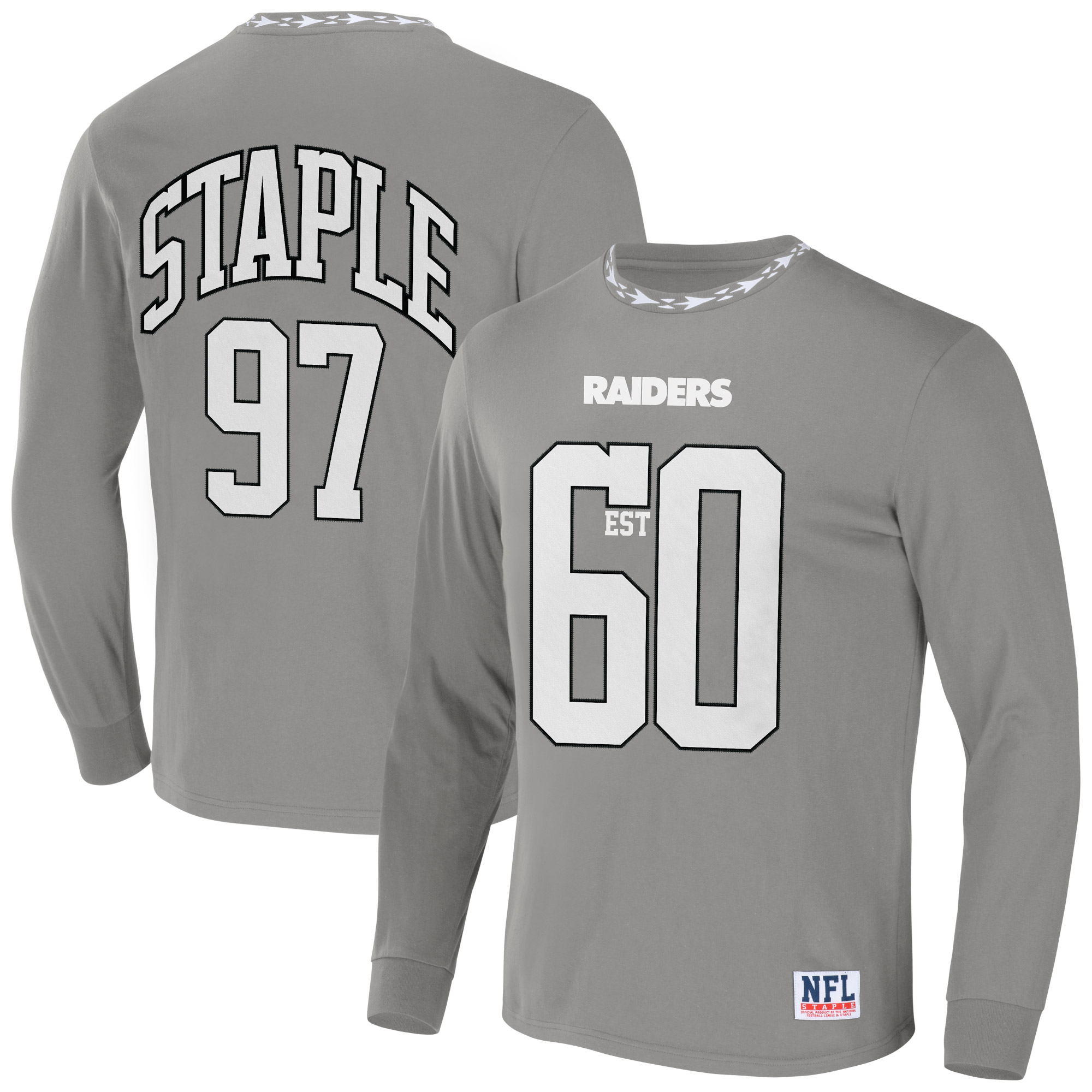 Men's NFL x Staple Gray Las Vegas Raiders Core Team Long Sleeve T-Shirt - Image 8