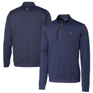 Men's Cutter & Buck Heathered Navy Miami Dolphins Stealth Quarter-Zip Pullover Top