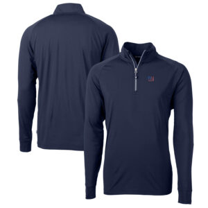 Men's Cutter & Buck Navy New York Giants Big & Tall Adapt Eco Knit Stretch Recycled Quarter-Zip Pullover Top
