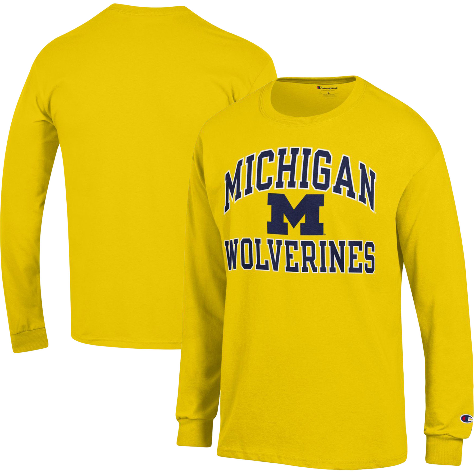 Men's Champion Maize Michigan Wolverines High Motor Long Sleeve T-Shirt - Image 5