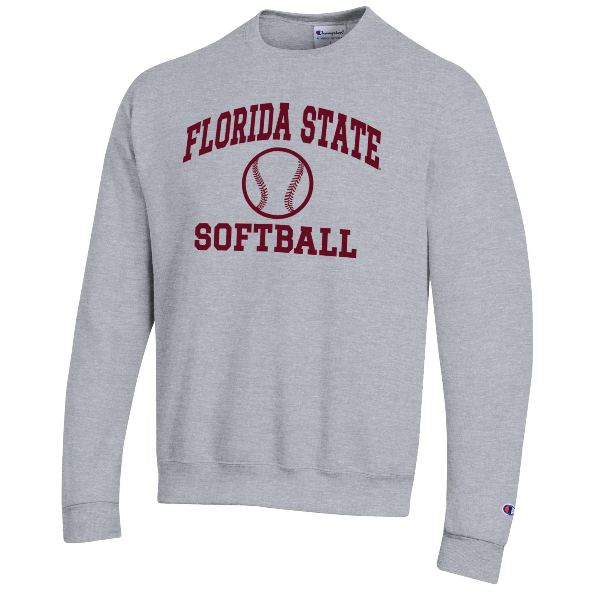 Men's Champion Gray Florida State Seminoles Softball Icon Crewneck Pullover Sweatshirt - Image 6