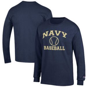 Men's Champion Navy Navy Midshipmen Baseball Icon Long Sleeve T-Shirt