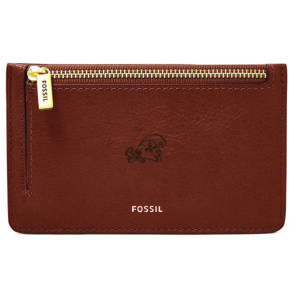 Women's Fossil Brown Tulane Green Wave Leather Logan Card Case