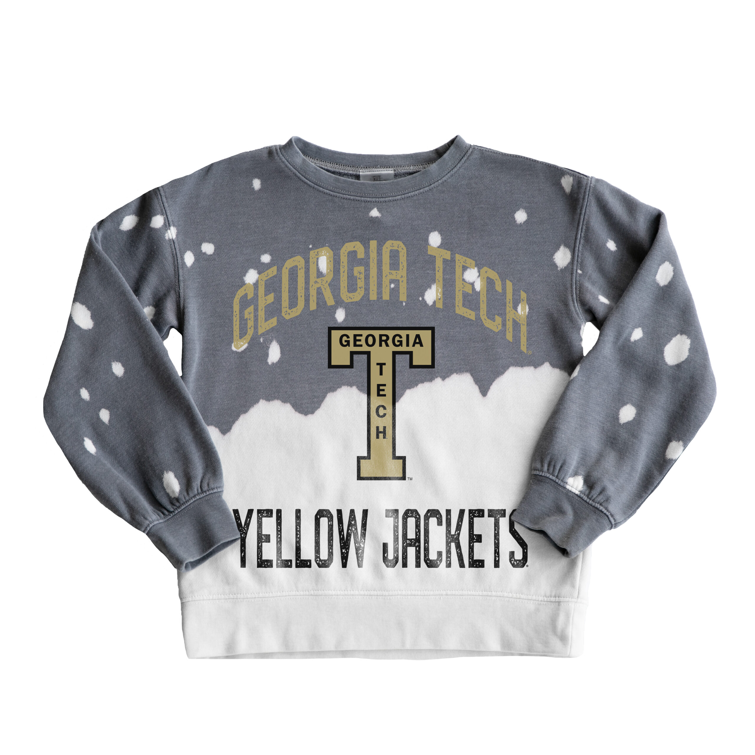 Girls Youth Gameday Couture Gray Georgia Tech Yellow Jackets Faded Pullover Sweatshirt