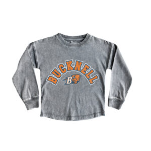 Girls Youth Gameday Couture Gray Bucknell Bison Faded Wash Pullover Top