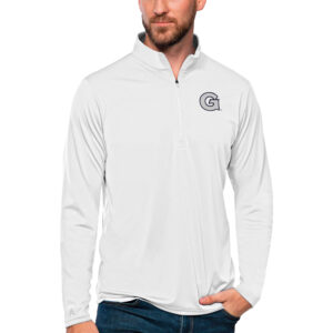 Men's Antigua White Georgetown Hoyas Tribute Quarter-Zip Top