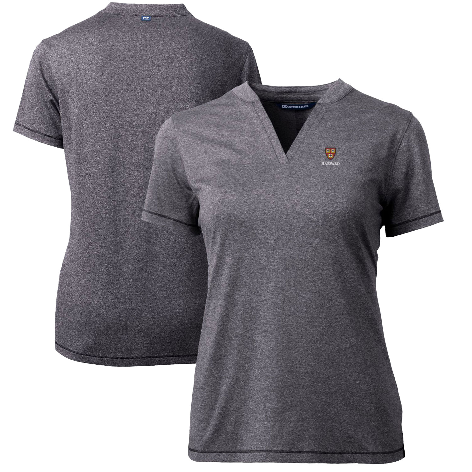 Women's Cutter & Buck Heather Charcoal Harvard Crimson Forge Blade V-Neck Top - Image 5