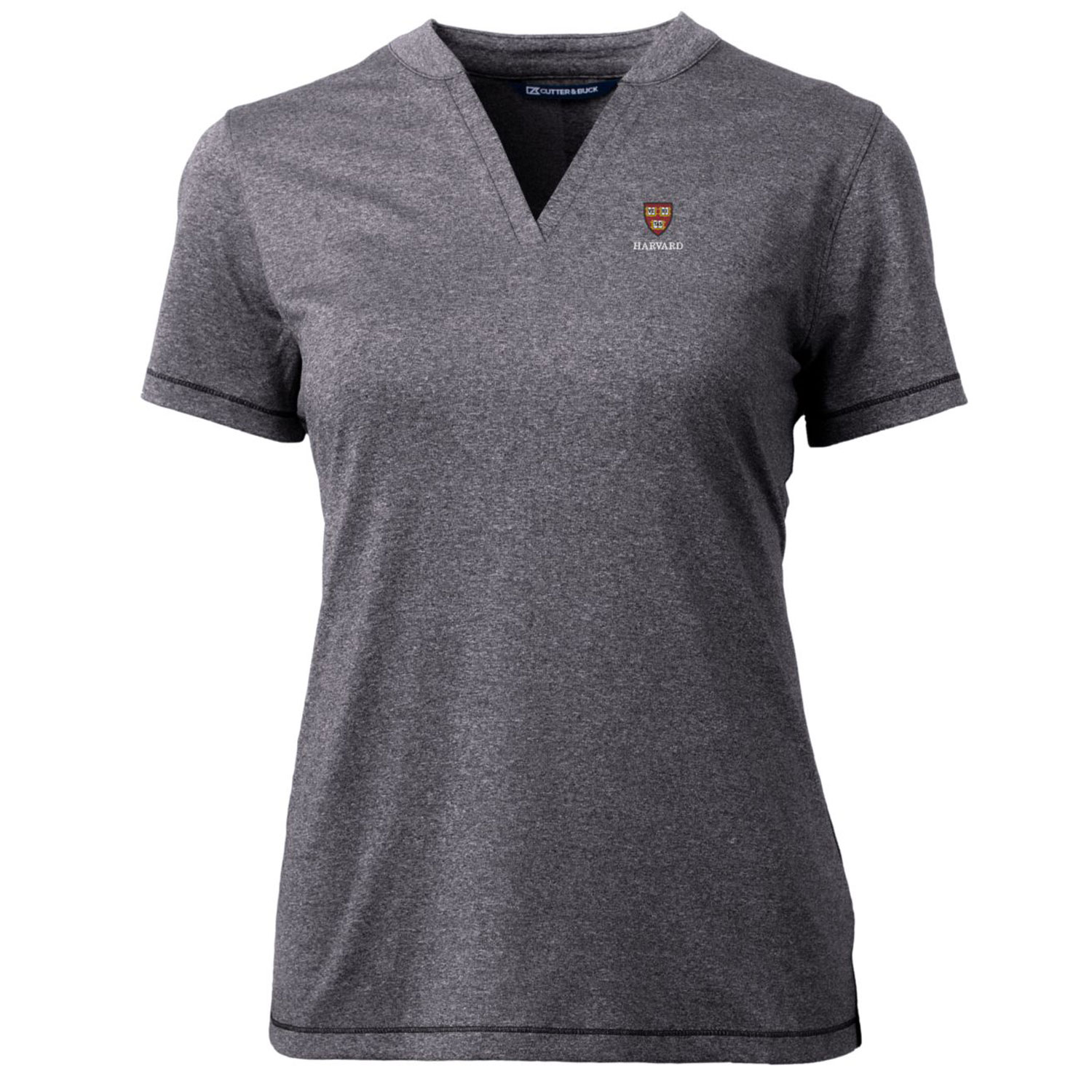 Women's Cutter & Buck Heather Charcoal Harvard Crimson Forge Blade V-Neck Top - Image 6