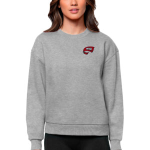Women's Antigua Heather Gray Western Kentucky Hilltoppers Logo Victory Crewneck Pullover Sweatshirt