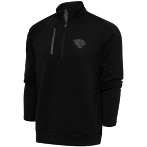 Men's Antigua Black Jacksonville Jaguars Tonal Logo Generation Quarter-Zip Pullover Top