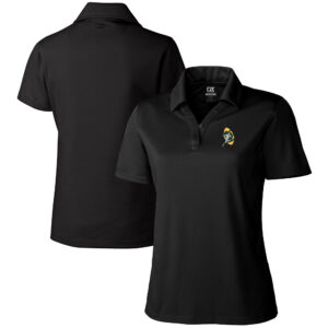 Women's Cutter & Buck Black Green Bay Packers Throwback Logo Genre DryTec Textured Polo