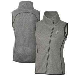 Women's Cutter & Buck Heather Gray New Orleans Saints Throwback Logo Mainsail Full-Zip Vest