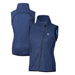 Women's Cutter & Buck Heather Royal Fresno State Bulldogs Mainsail Sweater-Knit Full-Zip Vest