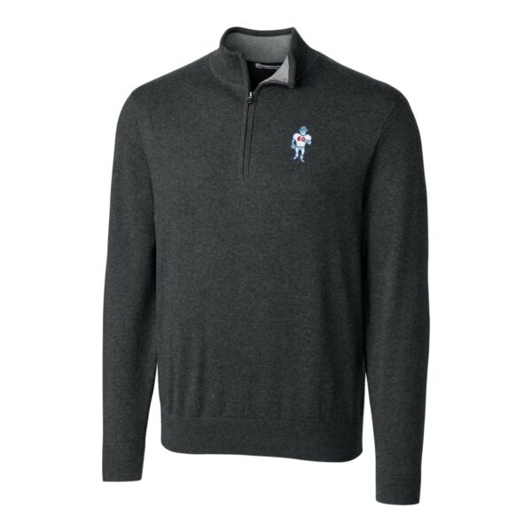 Men's Cutter & Buck Heather Charcoal Houston Oilers Throwback Logo Lakemont Tri-Blend Big & Tall Quarter-Zip Pullover Sweater - Image 6