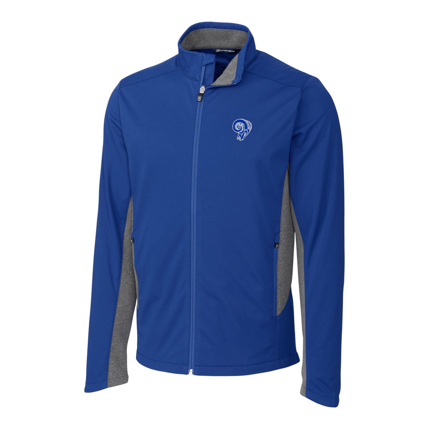 Men's Cutter & Buck Royal Los Angeles Rams Throwback Logo Navigate Softshell Full-Zip Jacket - Image 6