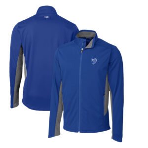 Men's Cutter & Buck Royal Los Angeles Rams Throwback Logo Navigate Softshell Full-Zip Jacket