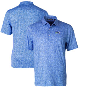 Men's Cutter & Buck Blue Seattle Seahawks Throwback Logo Pike Constellation Stretch Polo