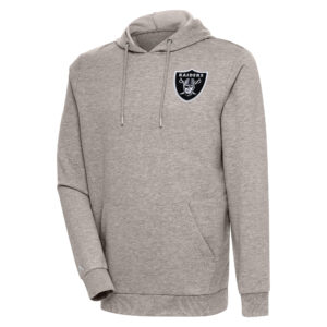 Men's Antigua Oatmeal Las Vegas Raiders Action Lightweight Pullover Hoodie