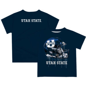 Infant Navy Utah State Aggies Dripping Helmet T-Shirt