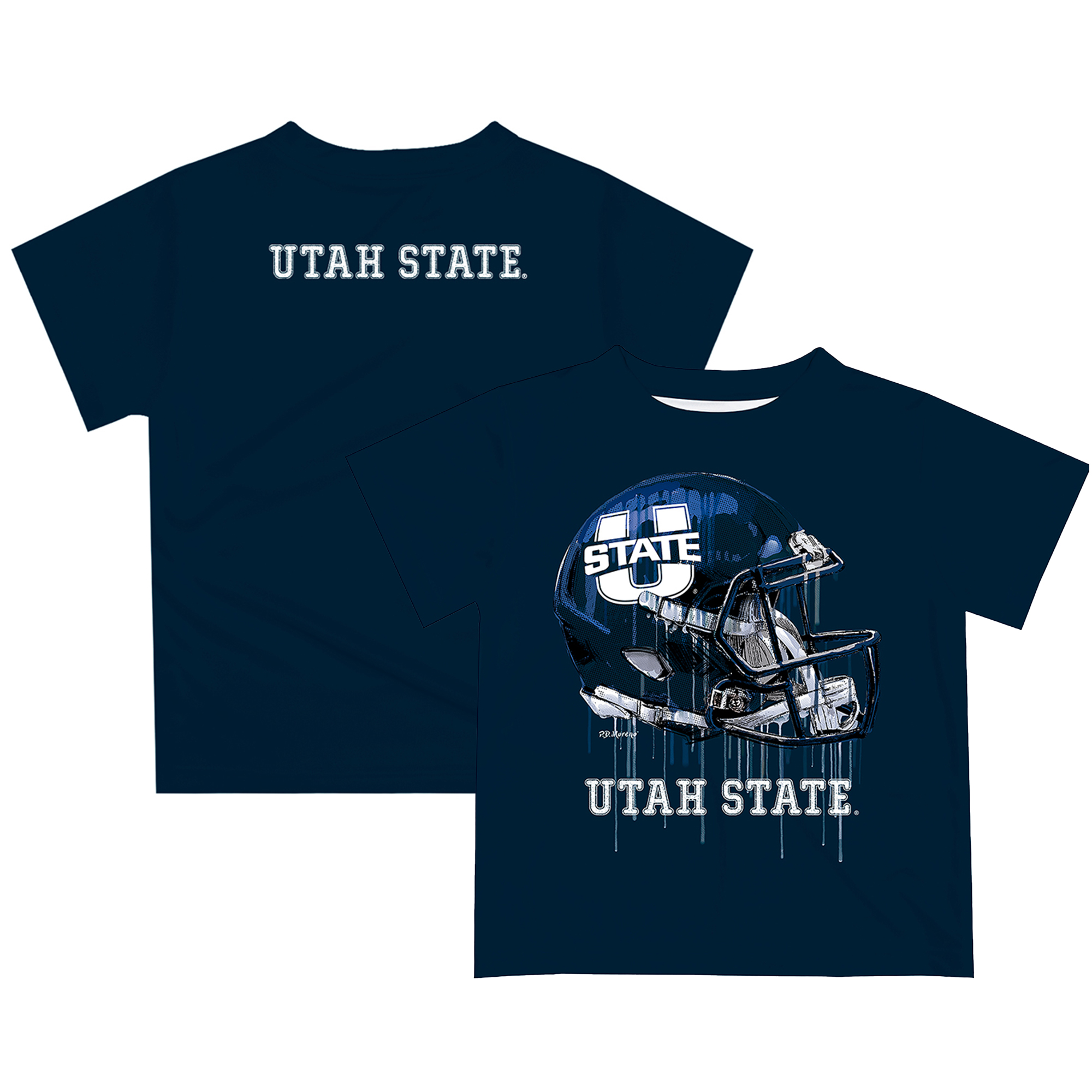 Infant Navy Utah State Aggies Dripping Helmet T-Shirt