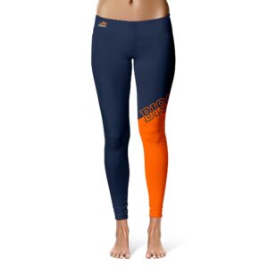 Women's Navy/Orange Bucknell Bison Plus Size Letter Color Block Yoga Leggings