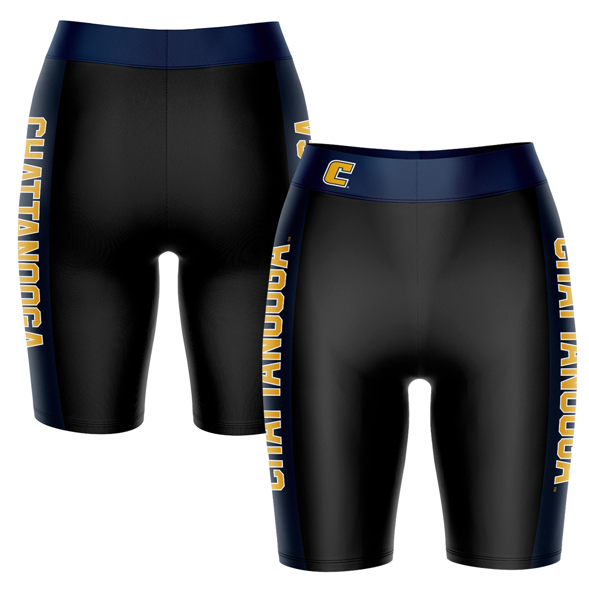 Women's Black/Navy Tennessee Chattanooga Mocs Plus Size Striped Design Bike Shorts - Image 2