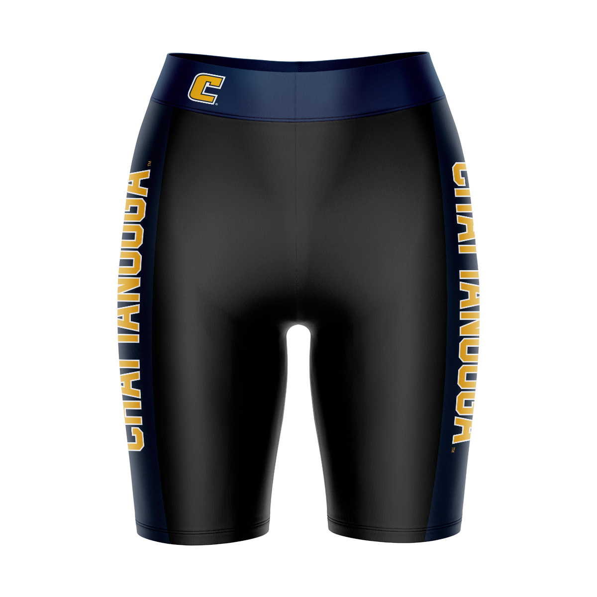 Women's Black/Navy Tennessee Chattanooga Mocs Plus Size Striped Design Bike Shorts - Image 3