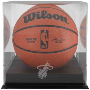Miami Heat Black Base Team Logo Basketball Display Case with Mirrored Back