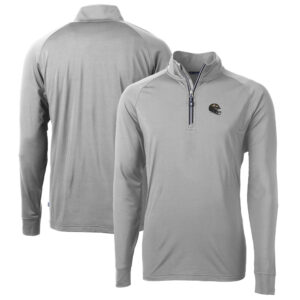 Men's Cutter & Buck  Silver Baltimore Ravens Helmet Adapt Eco Knit Stretch Recycled Quarter-Zip Pullover Top