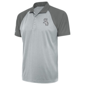 Men's Antigua Silver Chicago White Sox Metallic Nova Polo