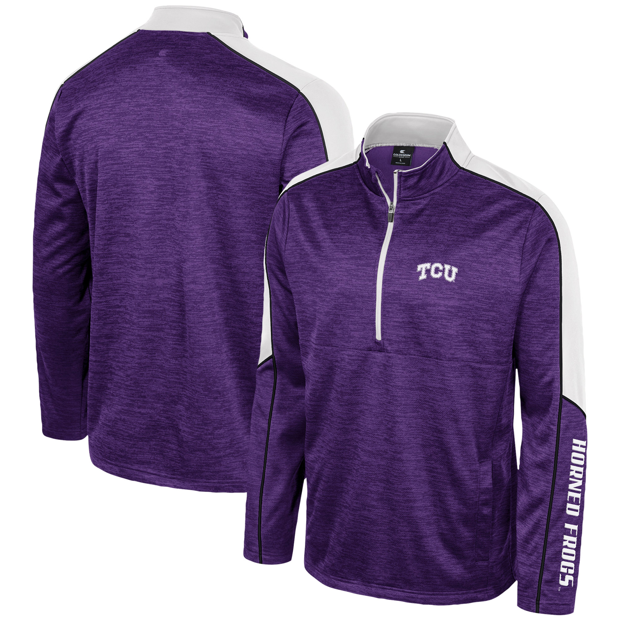 Men's Colosseum Purple TCU Horned Frogs Marled Half-Zip Jacket - Image 2