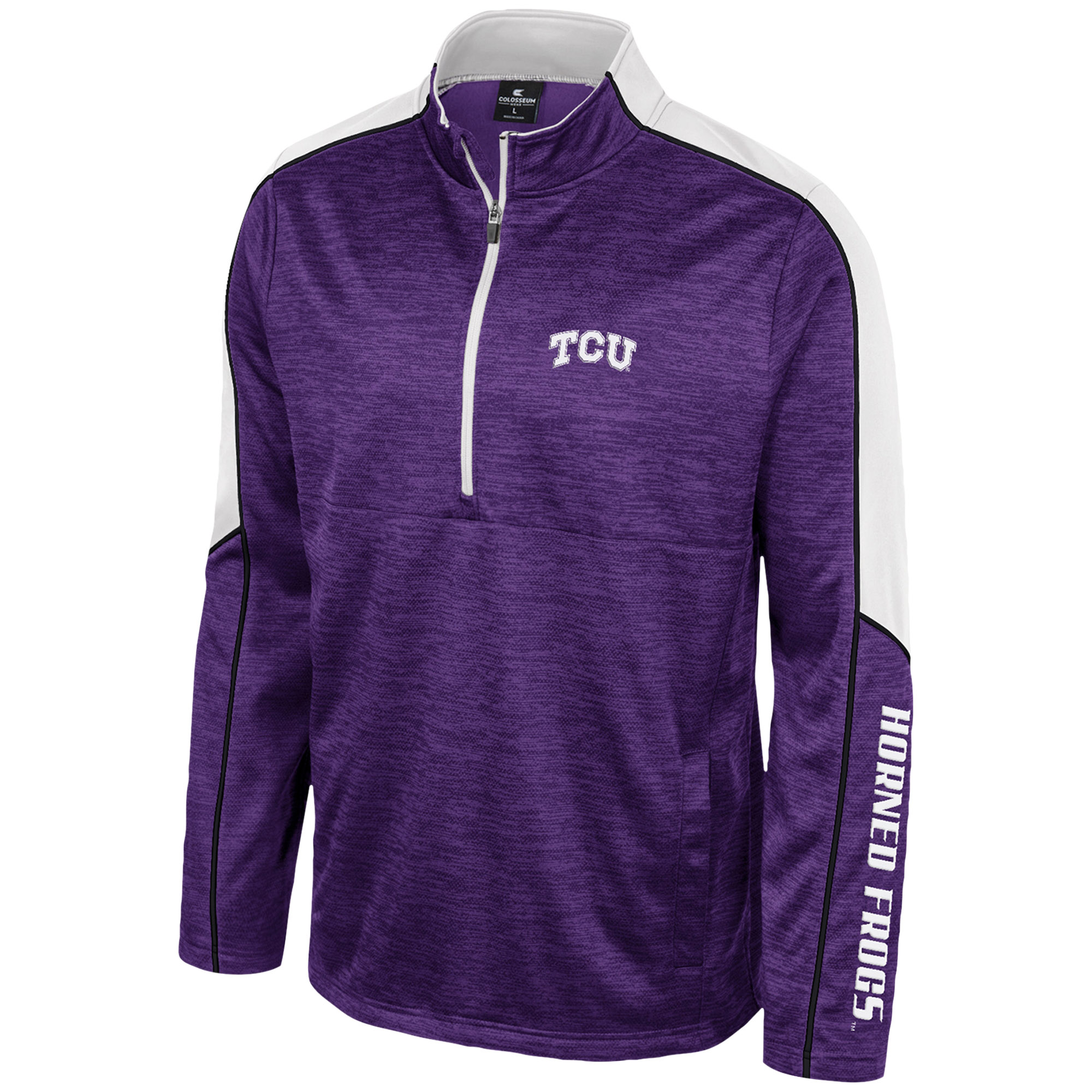 Men's Colosseum Purple TCU Horned Frogs Marled Half-Zip Jacket - Image 6