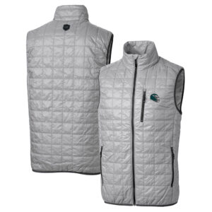 Men's Cutter & Buck  Silver Philadelphia Eagles Helmet Rainier PrimaLoft Eco Insulated Full-Zip Puffer Vest