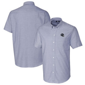Men's Cutter & Buck  Light Blue Tennessee Titans Helmet Short Sleeve Stretch Oxford Button-Down Shirt
