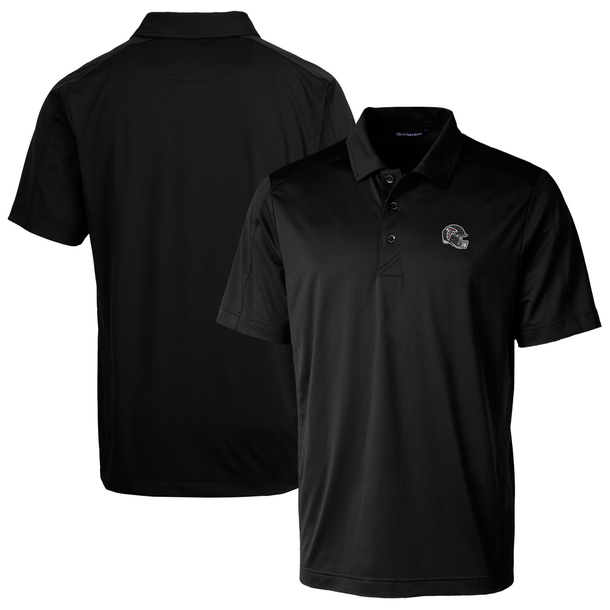 Men's Cutter & Buck Black Atlanta Falcons Helmet Prospect Textured Stretch Polo