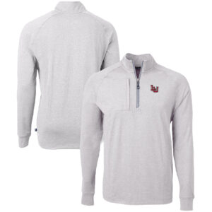 Men's Cutter & Buck  Heather Gray Lamar Cardinals Big & Tall Adapt Eco Knit Quarter-Zip Pullover Top