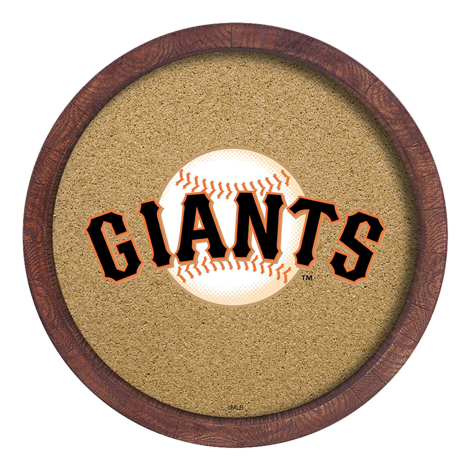 San Francisco Giants 20.25'' Round Faux Barrel Framed Cork Board
