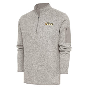 Men's Antigua  Oatmeal Salt Lake Bees Fortune Quarter-Zip Pullover Jacket
