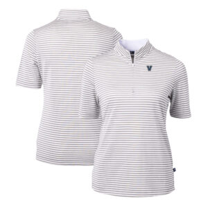Women's Cutter & Buck  Gray Villanova Wildcats DryTec Virtue Eco Pique Stripe Recycled Polo