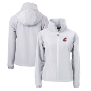 Women's Cutter & Buck  Gray Washington State Cougars Charter Eco Recycled Full-Zip Jacket