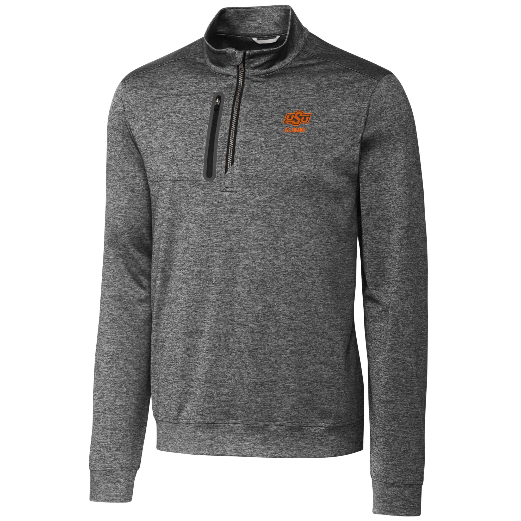 Men's Cutter & Buck Gray Oklahoma State Cowboys Alumni Logo Stealth Heathered Quarter-Zip Pullover Top - Image 6