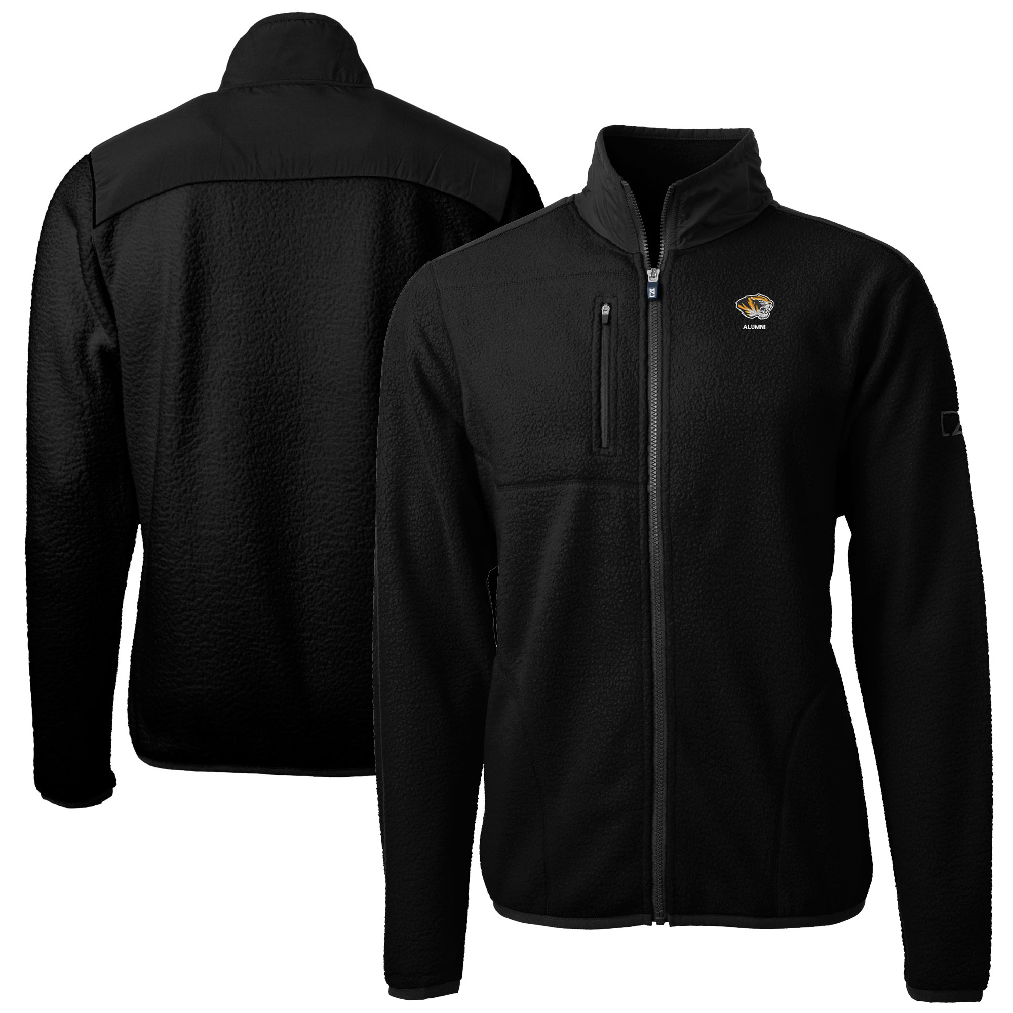 Men's Cutter & Buck Black Missouri Tigers Alumni Logo Cascade Eco Sherpa Fleece Full-Zip Jacket