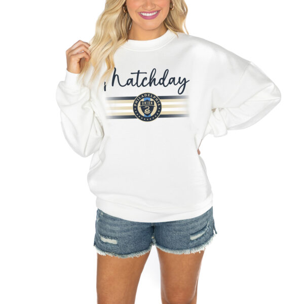 Women's Gameday Couture  White Philadelphia Union Matchday Crewneck Drop Shoulder Sweatshirt